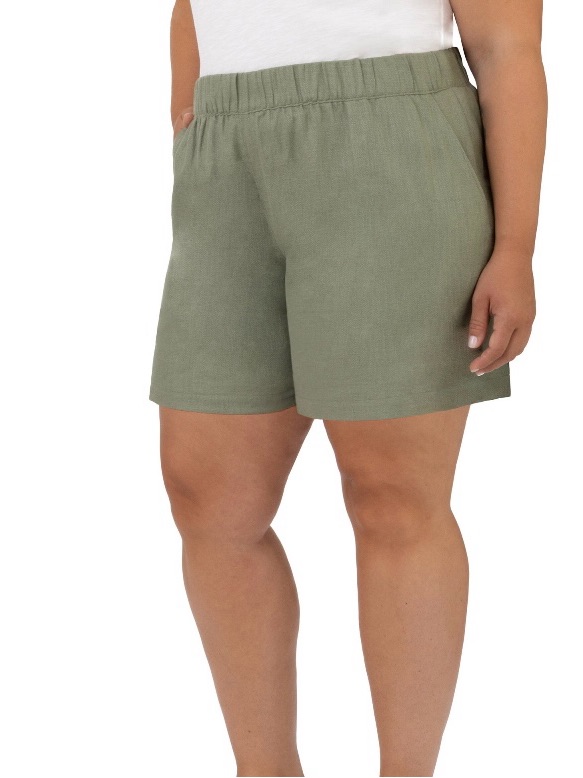 Blanknyc Women's Green Linen Blend Short Size (18) Xxl 5' Inseam